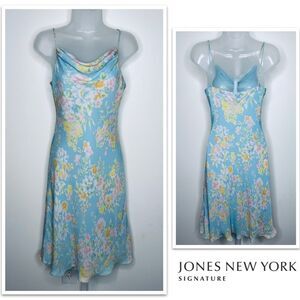 Jones New York Signature Floral Midi Silk Slip Dress. Size 4